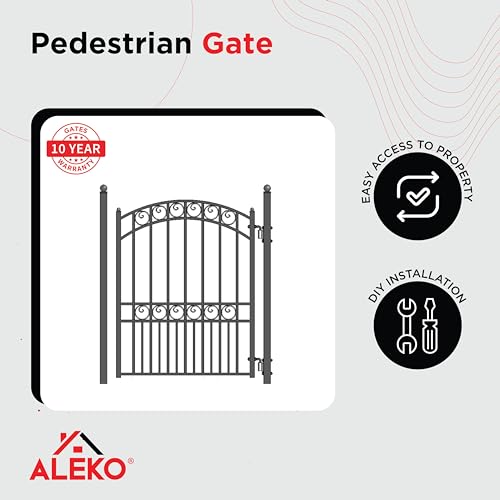 Image of ALEKO PGPAR Paris Style Ornamental Galvanized Steel Pedestrian Security Gate, Black, 5 x 4 Feet
