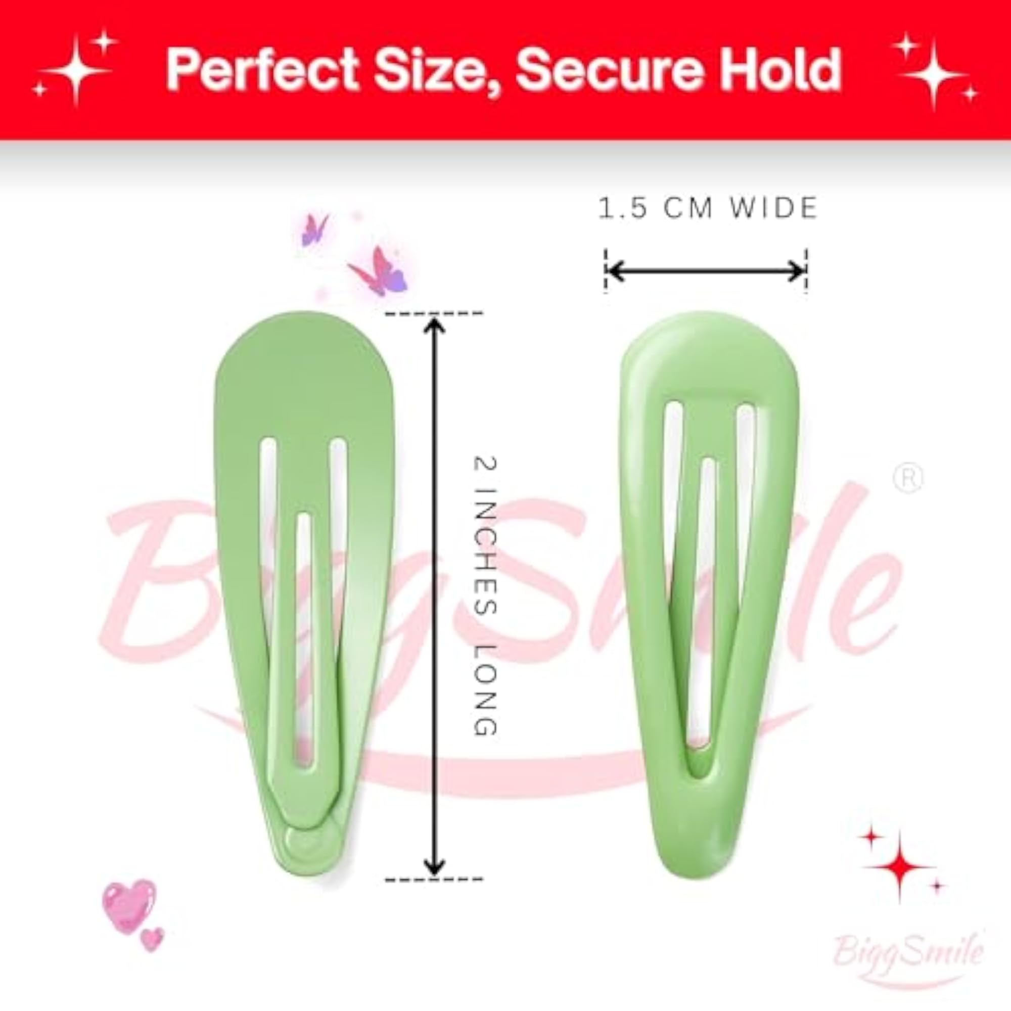 20 PCS 2-Inch Tic Tac Hair Clips for Girls, Multicolor Accessories