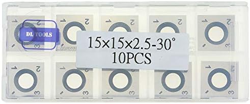 DLtools 15mm (Ci1) Square Straight Carbide Insert Cutter(15X15X2.5mm)4-Edge,for Spiral/Helical Planer Cutter Head Wood Turning Lathe Tool (10pcs)
