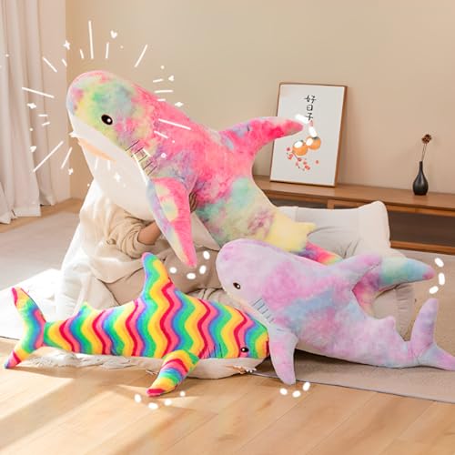 Image of 39.4 inch PurpleGiant Shark Plush Pillow, Soft Cute Toy | shark-shaped pillow for kids' room decor. Perfect bedtime gift for boys and girls. Soft plush toy for cuddling and play.