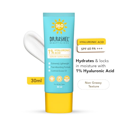 Image of DR.RASHEL Hyaluronic Acid Serum Sunscreen, SPF 60, Lightweight Formula, 30 ml