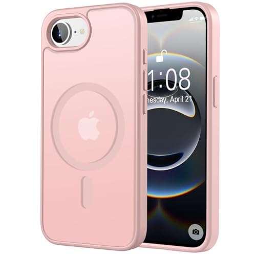 ORDA Magnetic Case for iPhone 17e / iPhone 16e Case Compatible with MagSafe,Military Shockproof Ultra Slim Translucent Matte Phone Cover for iPhone 17e/16e case,light Pink
