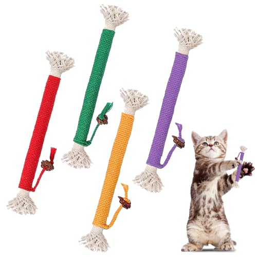4PCS Cotton Rope Catnip Toys Kitten Teething Chewing Cat Teeth Cleaning