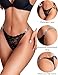Avidlove Rhinestone Strap Thong Lace Cheeky Underwear for Women Sexy Panties 1 Pack S Black