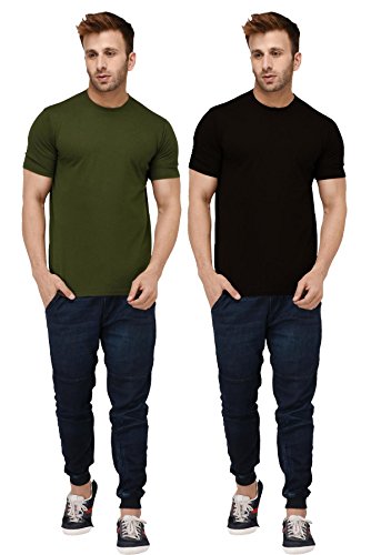 Image of London Hills Solid Cotton Blend Half Sleeve Regular Men Round Neck Tshirts | T Shirt For Man | Tshirt | Shirts Men | Tshirt For Man | T-shirt | T-shirts | Stylish | Gym Wear For Workout | MultiColored