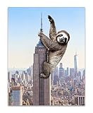 King Sloth: Giant Sloth Hanging from Empire State Building - 28x36 Unframed Poster - Cute New York City Apartment Condo Decor for Sloth Lovers, Iconic Architecture Landmark in New York Skyline