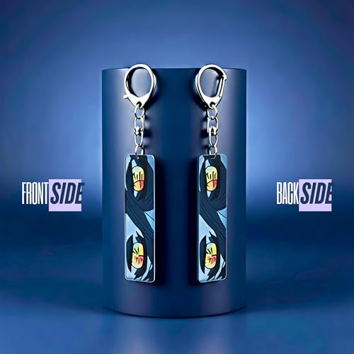 Image of Dem-on Slayer Anime Acrylic Glowing Eyes Keychain | Luminous Eye Glow Key Ring | Premium Otaku Accessory for Bags, Bikes, Cars, Backpacks & Key Holder