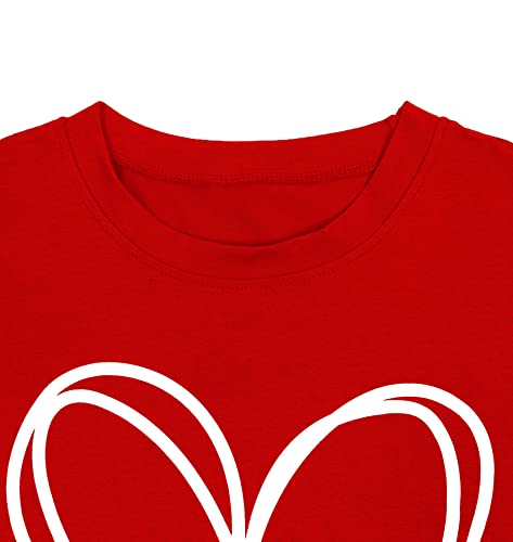 Image of LAZYCHILD Kids Valentine Shirt Girls Valentines Day Shirts Heart Graphic Long Sleeve Striped Tee Tops 5-14 Years