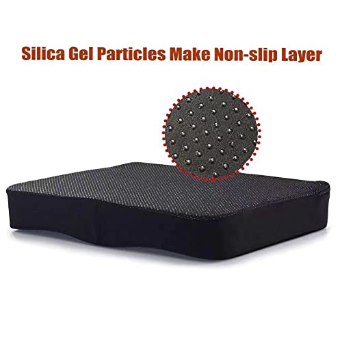 Car Seat Cushion Pad for Car Driver Seat Office Sweet Home Collection Memory Foam Chair Cushion Honeycomb Pattern Solid Color Slip Non Skid (black)