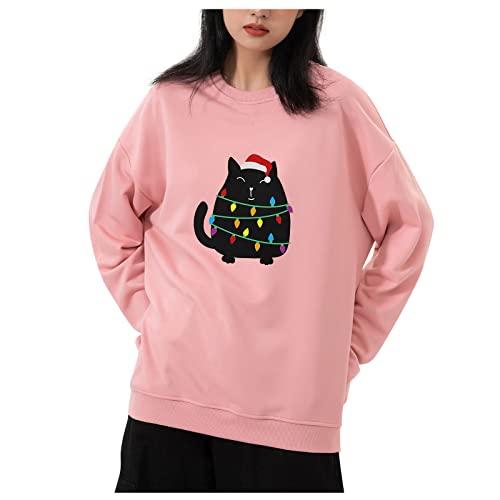 T-shirt à manches longues pour femme The Autumn Tee Dive T-shirt imprimé Clubby Shirt Pull en laine, rose, XXL