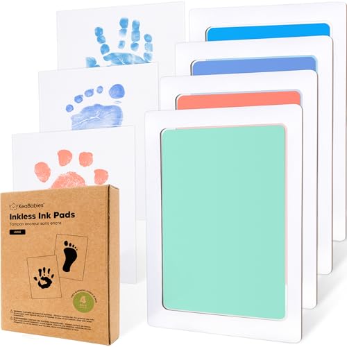 image for KeaBabies 4-Pack Inkless Baby Hand and Footprint Kit - Mess Free Ink P