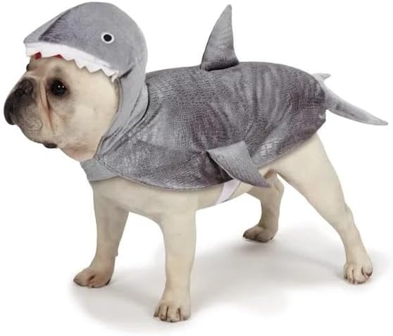 Dog Costume Shark! Grey Soft Fabric Large Jaws Several Fins Cute! (XLarge)