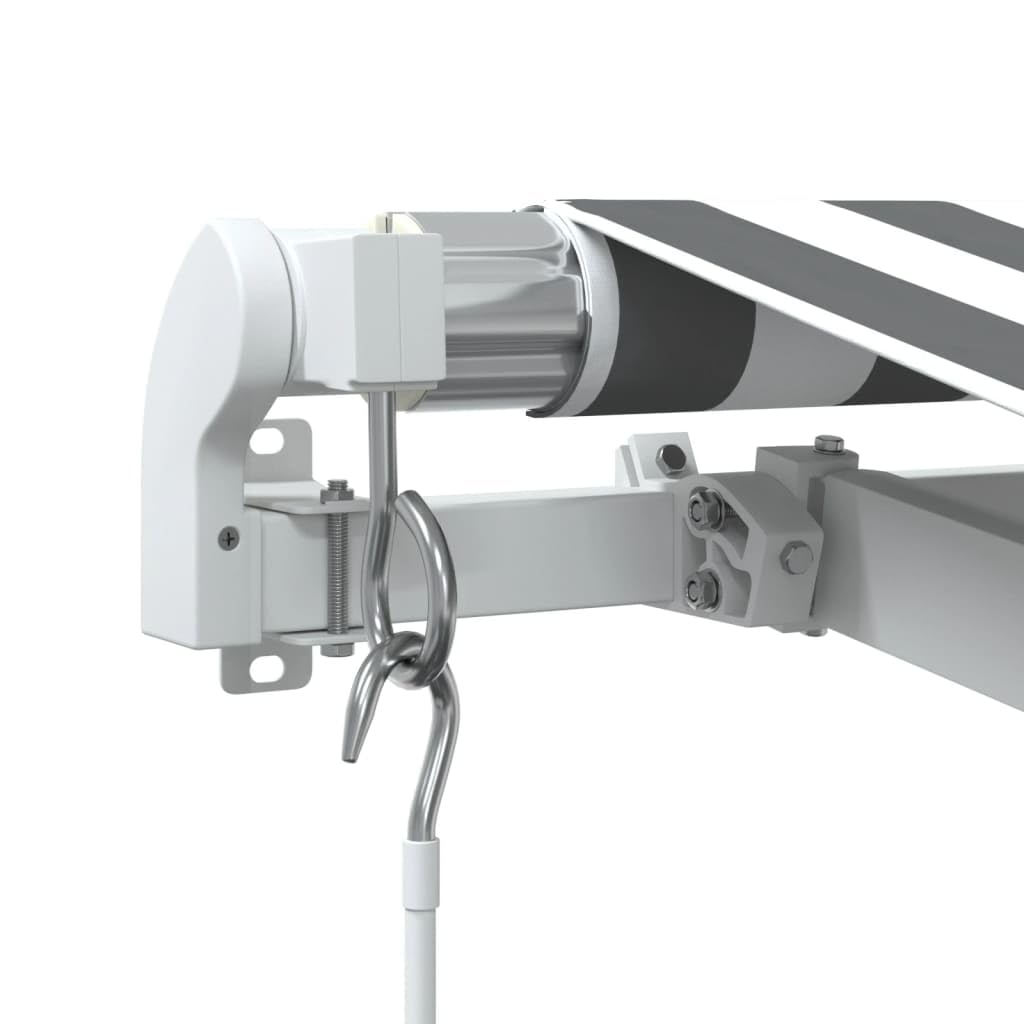 Festnight Store Banne Manuel 4x3,5 Auvent de terrasse Auvent Rétractable à Bras Repliable Store Balcon pour Resto,Café -Anthracite et blanc-400 x 350 cm