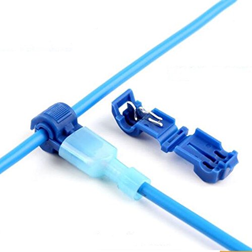 Bestgle Self-Stripping Electrical T-Tap Wire Spade Connectors Of 50 Male And Female Butt Terminal Crimp Kits For 16-14 Gauge Wire(Blue) #TOP7