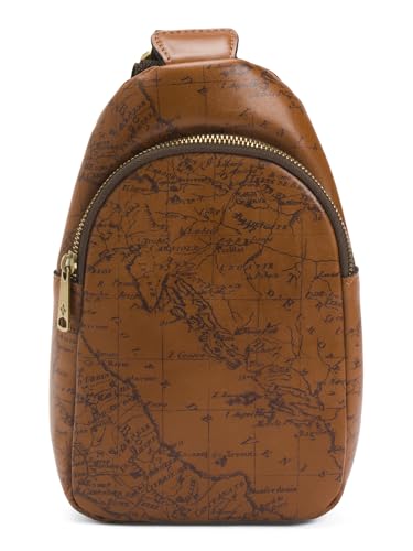 Patricia Nash Marisol Leather Sling Bag, Signature Map Print, Riot Rust