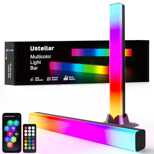 Ustellar Smart LED Lightbar, 42cm RGB IC Lightbar, TV Hintergrundbeleuchtung für 45-70 Zoll, USB Betrieben Ambient Lampe, Musik Sync Steuerbar über App und Fernsteuerung für Gaming, TV, Zimmer Deko