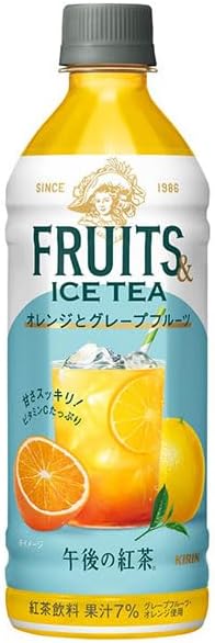 Kirin Afternoon Tea FRUITS ICE TEA Orange and Grapefruit 16.9 fl oz 500 ml PET Bottles x 24 Bottles