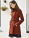 Allegra K Women's Stand Collar Double Breasted Pockets Trendy Outwear Winter Coat with Belt M Brown