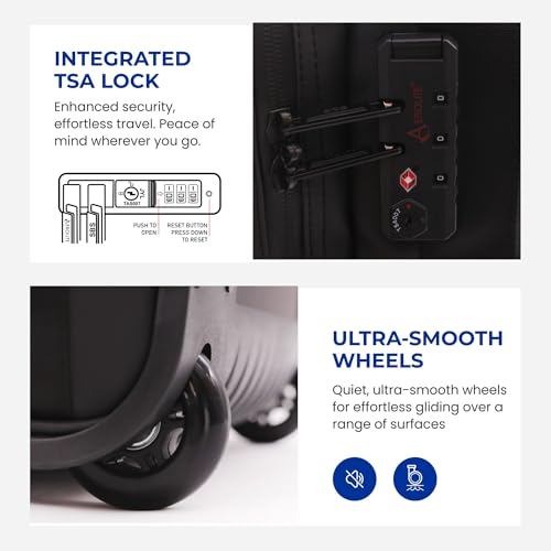 Aerolite Waterproof 55x40x20cm Ryanair Priority Max 44L Travel Trolley Carry On Hand Luggage Flight Cabin Bag 55x40x20 New Ryanair Approved with 2 Wheels, 17in Laptop Pouch & TSA Lock (Black) - Image 3