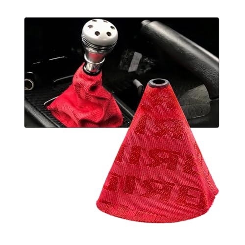SHMZK Car Shift Boot Cover Fabric Shifter Lever Knob Boot Dustproof Cover with Stitch Manual Automatic Speed Shifter Boots Gear Gaiter for Most Vehicles Car Accessories (Red)