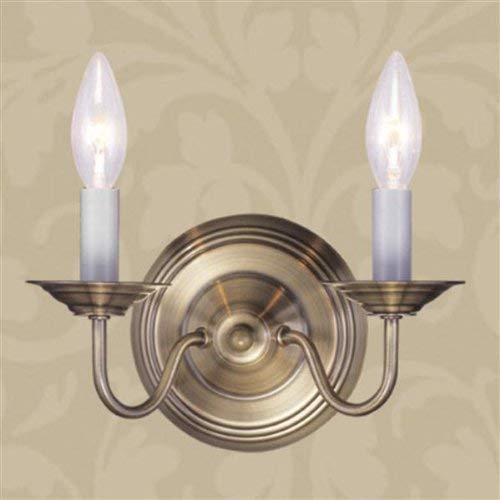 Image of Livex Lighting 5018-01 Williamsburgh 2-Light Wall Sconce, Antique Brass