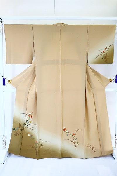 訪問着セット 薄緑にベージュ 三越 平和屋着物▽訪問着 無双 紗袷 紗