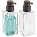 mDesign Modern Square Glass Refillable Foaming Hand Soap Dispenser Pump Bottle for Bathroom Vanities or Kitchen Sink, Countertops - 2 Pack - Clear/Bronze