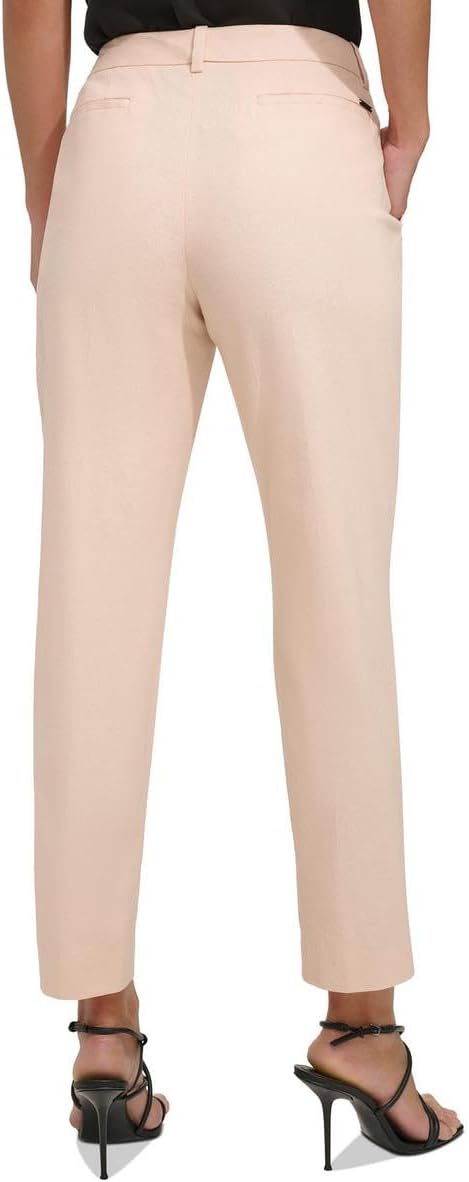 DKNY Womens Linen Ultra High Rise Straight Leg Pants Pink 6 - Image 2