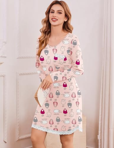 Ekouaer Womens Junior's Sleepshirt Tee Cotton Nightgown Nightshirt - image 5