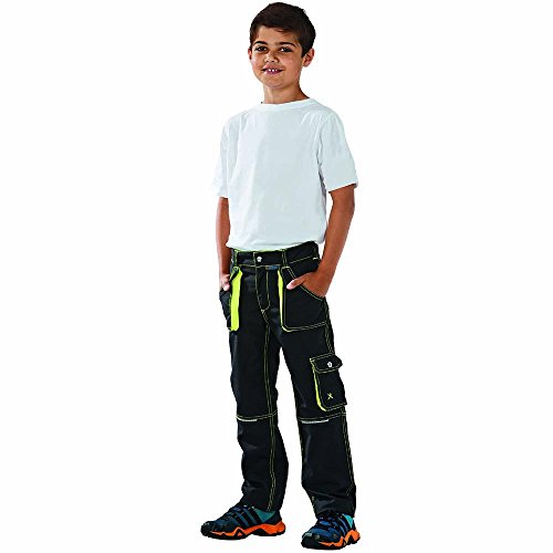 Planam Junior dziecięce spodnie robocze antracyt żółty model 6110 rozmiar 170/176