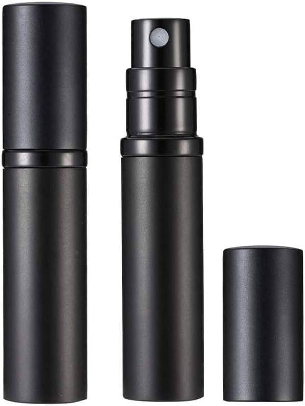 FUIN Mini Refillable Perfume Atomizer Tavel Bottle, 5ml Perfume Bottle Empty, Portable TSA Scent Pump Case for Traveling and Outgoing, 2 Pack, Black