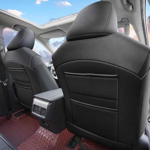 AOMSAZTO Custom Fit Highlander Seat Covers: for Toyota Highlander 2020 2021 2022 2023 2024 2025-Three-Row 7 Seats,Second Row Captain Chair Faux Leather-Black