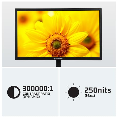 Image of ZEBSTER GV222, 22 Inch (54.6cm) LED Monitor, Dual HDMI & VGA Input, FHD 1920 x 1080, 250nits Brightness, 300000:1 Dynamic Contrast Ratio, 16.7M Colors, 16:9 Aspect Ratio, Wall Mountable