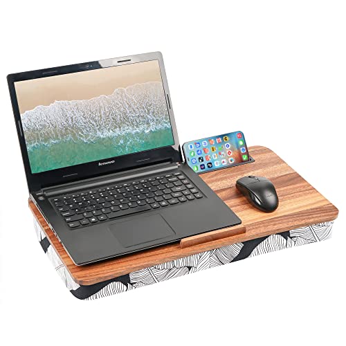Yifan Laptop Lap Desk With Cushion, Walnut Wood Platform Laptop Lap Desk With Phone Holder And Anti-Slip Stopper (Fits Up To 17 Inches Laptops) #TOP1