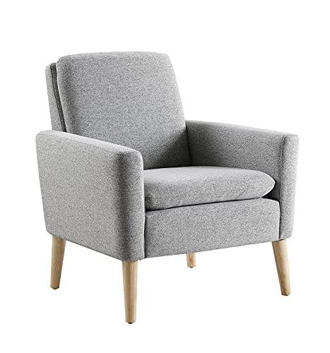 Lohoms Modern Accent Fabric Chair Single Sofa Comfy Upholstered Arm Chair Living Room Furniture Grey