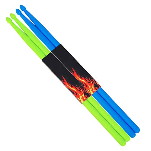 2 Pairs 5A Nylon Drumsticks for Adults Kids Light Durable Plastic Drum Sticks with Non-Slip Handles Professional Musical Instrument Percussion Accessories