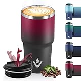 HoneyHolly Termo Cafe 600 ML, Reutilizables, Vaso Termico Cafe Antigoteo para Coche, Acero Inoxidable 304, Taza Termica Para Llevar, Termo Café Hermético para Café Frío y Caliente, Leche y Té