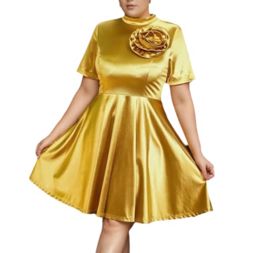 Mini robe élégante ONTINVA col haut plissé et manches courtes pour femme