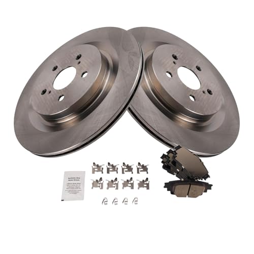 Image of TRQ Rear Ceramic Brake Pad and Rotor Set Compatible with 2020-2022 Toyota Highlander With Electronic Parking Brake