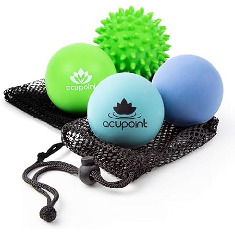 Acupoint Physical Massage Therapy Ball Set Blue with Physical Massage Therapy Lacrosse Ball Set Spiky Cover