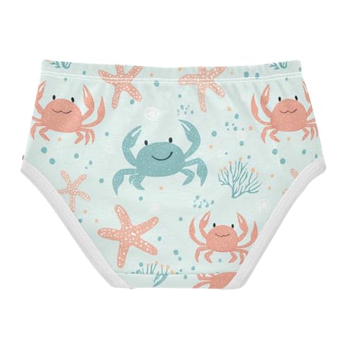 ZZKKO Cute Cartoon Crabs Starfish Girls Underwear Toddler Panties for Girls Comfort Brief Size 2-8T2