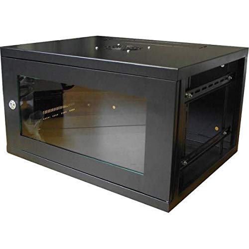 I-CHOOSE LIMITED 6U 19 Gabinete de Rack de Montaje en Pared, 450mm Profundo, Negro, Bloqueable Puerta de Cristal/Lados Extraíbles/Puntos de Entrada de Cable Múltiple