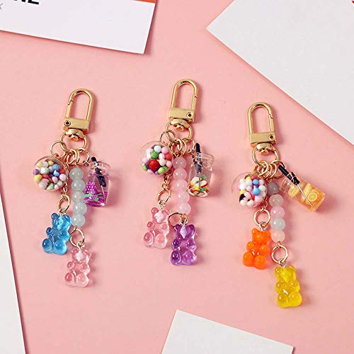 Cute Resin Gummy Bear Key Chain,Candy Color Animal Bear Charms Keychains Car Keys Bag Pendant Keyring Jewelry Gift(Yellow) #TOP5