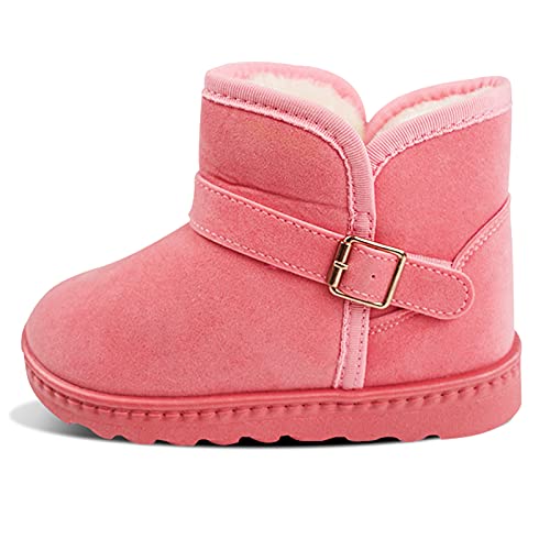 Happy Cherry Infant Baby Boys Girls Boots Premium Soft Sole Anti-Slip Warm Winter Snow Boots Newborn Crib Shoes Size 7 Pink