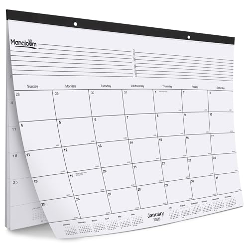 2026 Desk Calendar 22x17 Inch - Large Monthly Wall/Desk Pad Calendar with Corner Protectors, Tear-Off Pages, Eyelets for Hanging - January to December 2026 Daily Wall Planner - 12 Pack by Manaloom - Image 2