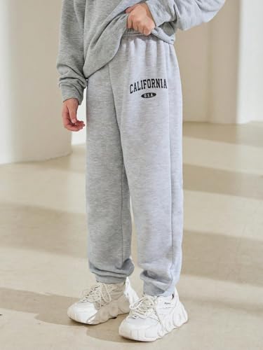 Floerns Boy's 3 Pcs Letter Print Drawstring Waist Warm Athletic Jogger Sweatpants4