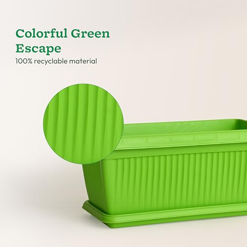 Image of UGAOO Bellow Rectangle Window Planter - Set of 5 | Multicolour | Long & Deep Planters for Balcony Railings, Windowsills & Gardens | Lightweight, Durable & Recyclable | Matte Finish