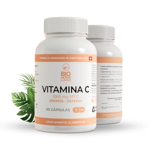 Vitamina C 1000 mg - Suplemento de Vitamina C para Piel y Defensas - Alta Absorción para Inmunidad y Antioxidantes - 60 Cápsulas Veganas