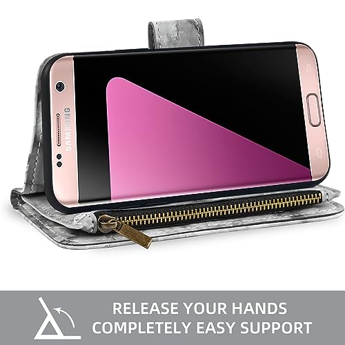 Asuwish S7-EDGE-DLSDK-US-CASE Phone Case For Samsung Galaxy S7 Edge Wallet Cell Cover With Tempered Glass Screen Protector And Marble Leather Flip Credit Card Holder Slot Stand S7Edge S 7 Gs7 7S 7Edge Women Men Grey thumb #3