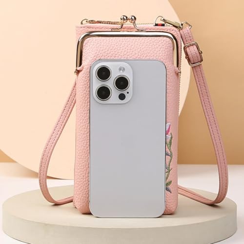 Image of TYPIFY Women's Mobile Sling Bag with Wallet | PU Leather Crossbody Pouch with Floral Embroidery | Lightweight Shoulder Purse for Girls & Ladies | Gift for Her